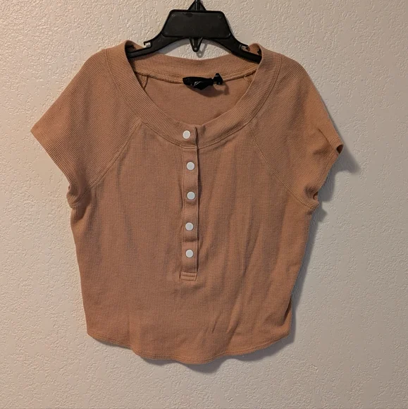 Out From Under Tan Button-Up Top - Picture 1 of 4